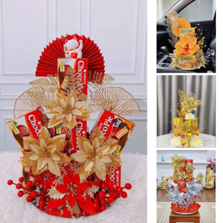 set phụ kiện trang trí tháp bánh, tháp bia, tháp nước ngọt ngày tết 2025 (tặng kèm đế 26cm)