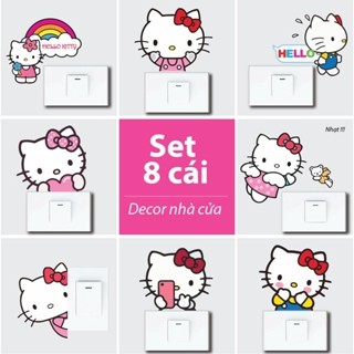 Decal dán ổ điện, sticker trang trí Hello kitty dễ thương(Ổ ĐIỆN KITTY )