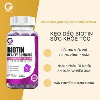 Orgeuos Kẹo Dẻo Biotin 1200mcg Vitamin Chống Rụng Tóc, Tăng Cường Móng Tay Và Tóc Và Ngăn Ngừa Rụng Tóc