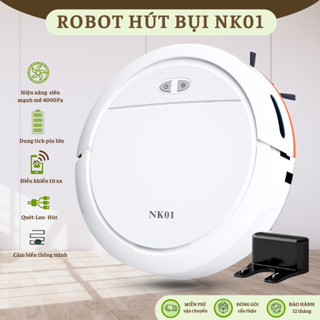 Robot Hút Bụi Lau Nhà NK01 Lực Hút Siêu Mạnh 4000pa Tự Động Sạc App Điều Khiển