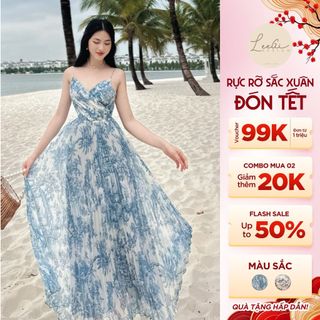 Đầm voan cổ tim dập ly LiLiQiQi By LeeGi phong cách bánh bèo tiểu thư Min592
