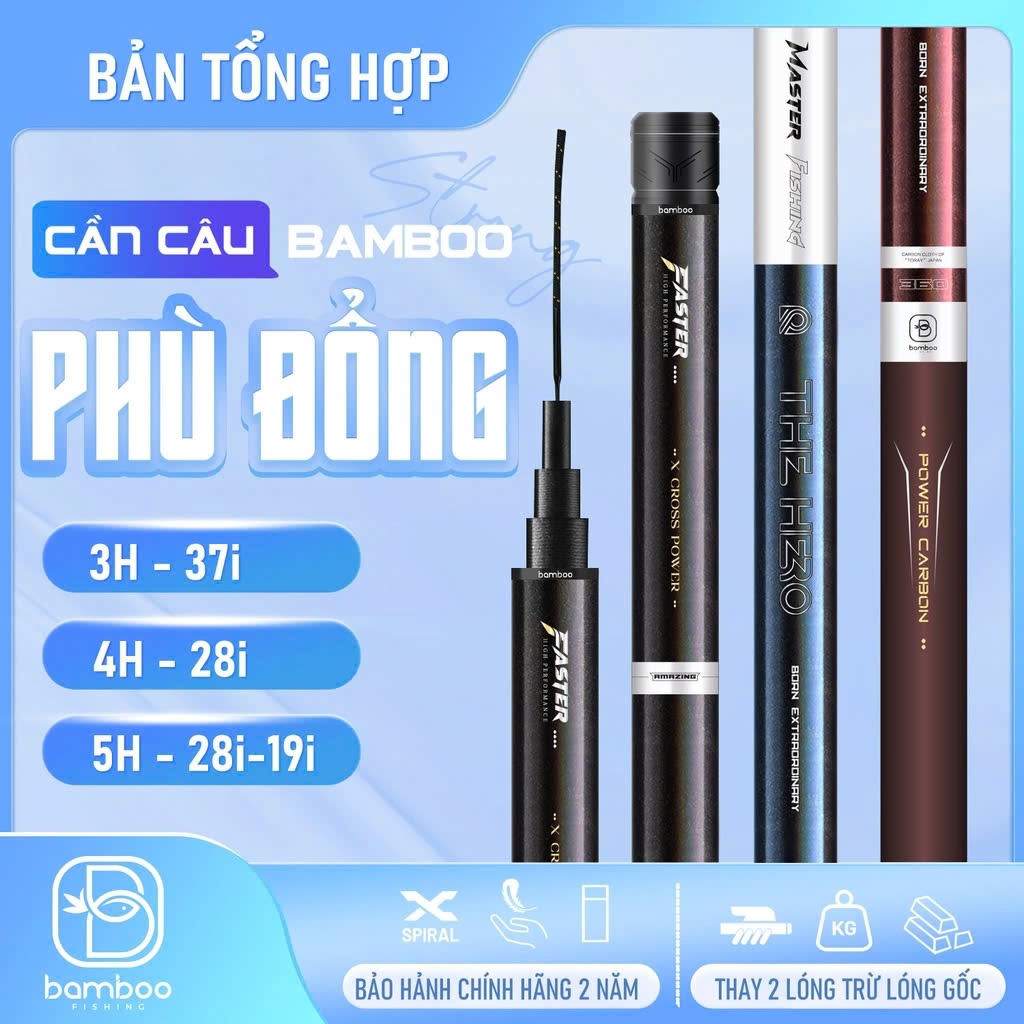 Cần Câu Tay Đơn Đài Tổng Hợp Bamboo Phù Đổng Độ Cứng 3H-4H-5H Đa Dạng Câu Tự Nhiên Và Dịch Vụ