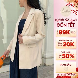 Áo blazer nữ trắng kem LiLiQiQi By LeeGi nữ tính thanh lịch Min6513 Min6518