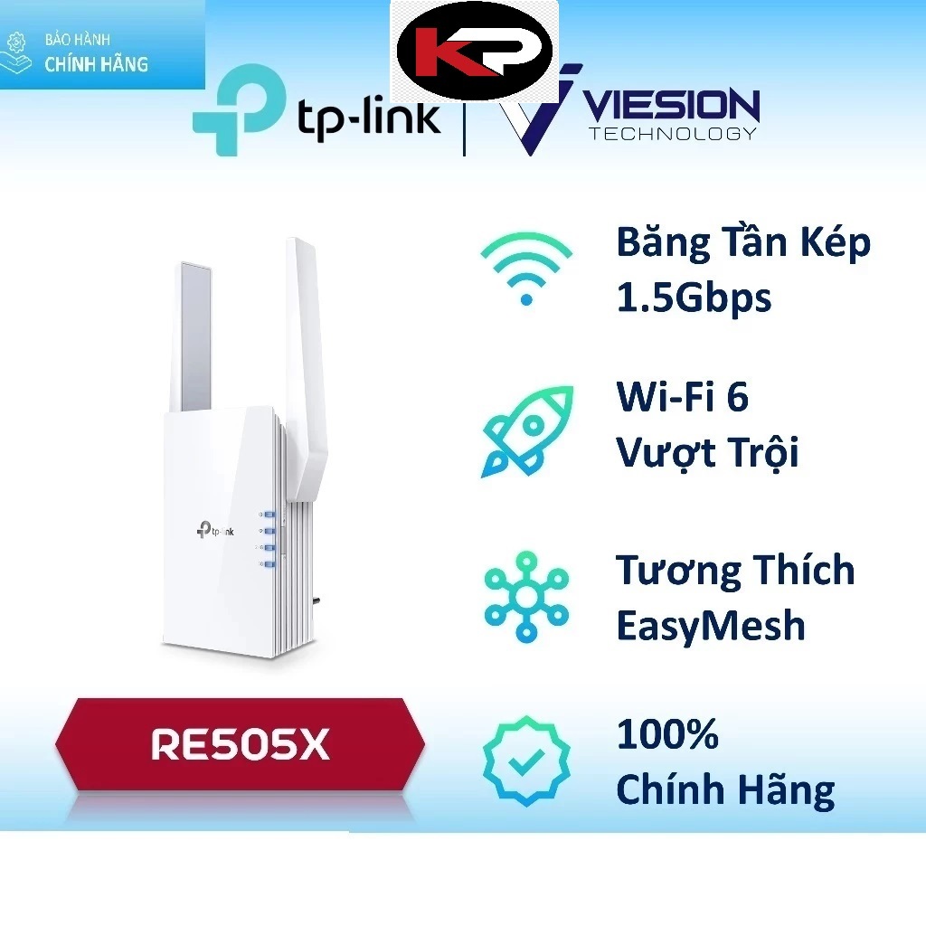 Bộ mở Rộng Vùng Phủ sóng Wi-Fi TPLink RE505X Chuẩn AX1500 Thế Hệ Tiếp Theo Tốc Độ Siêu Nhanh, Bộ Kíc