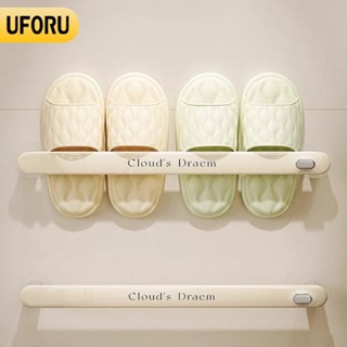 Thanh treo đồ, để dép nhà tắm dán tường tiện lợi có móc treo bằng nhựa - UF510