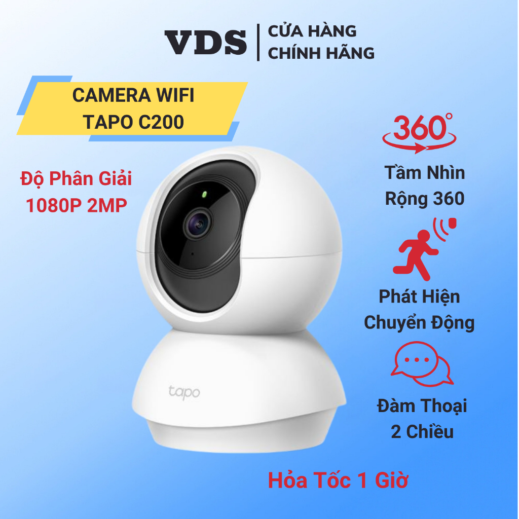 Camera WiFi TP-Link Tapo C200 /C211 /C212 /C220/ TC70 Xoay 360, Quản Lí App Đàm Thoại 2 Chiều-Camera