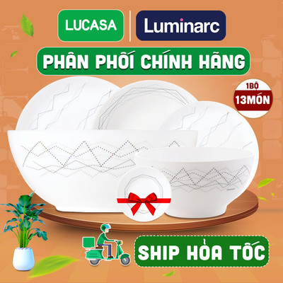 Bộ Bàn Ăn Thủy Tinh Luminarc Diwali Marble Tô Chén Đĩa 13 Món - BODIMAR13M | Phân Phối Chính Hãng