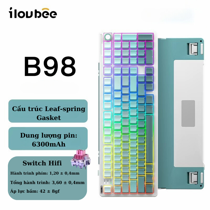 Bàn phím cơ không dây Fullsize ILOUBEE B98 - 3 mode kết nối - Hotswap 5 pin -  Có app tùy chỉnh | BigBuy360 - bigbuy360.vn