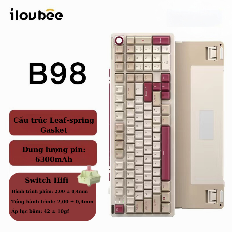 Bàn phím cơ không dây Fullsize ILOUBEE B98 - 3 mode kết nối - Hotswap 5 pin -  Có app tùy chỉnh | BigBuy360 - bigbuy360.vn