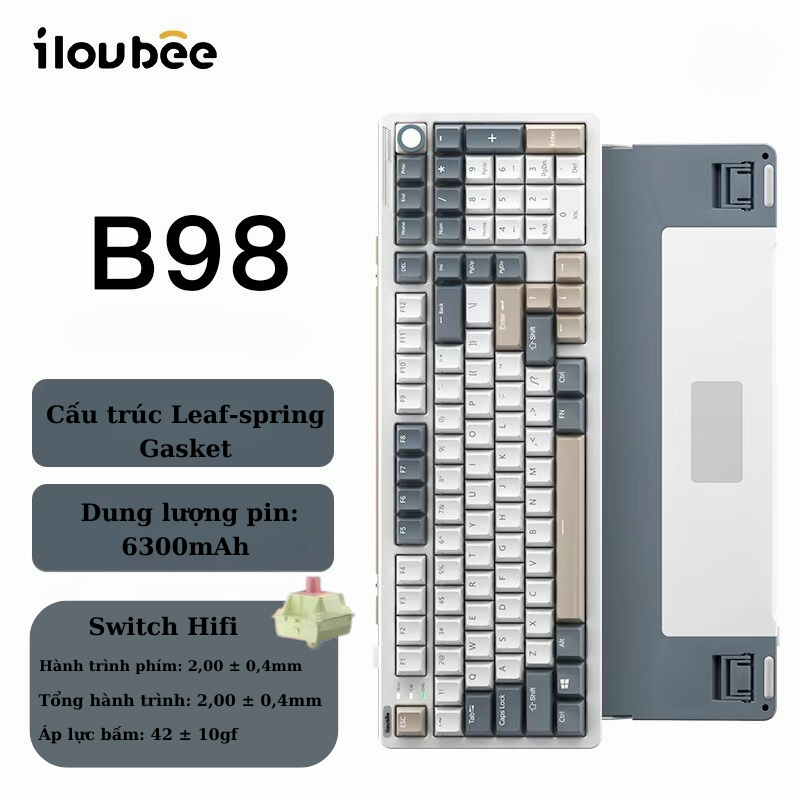 Bàn phím cơ không dây Fullsize ILOUBEE B98 - 3 mode kết nối - Hotswap 5 pin -  Có app tùy chỉnh | BigBuy360 - bigbuy360.vn