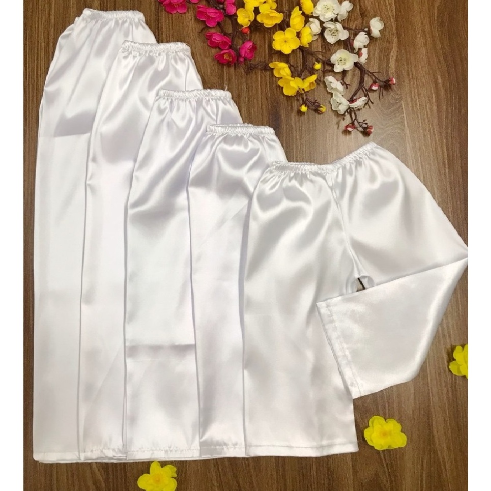 Quần lụa 2 màu trắng, màu đen mặc áo dài mặc bà ba cho bé, Quần lụa nhiều màu cho bé gái chất gấm đẹp QU01 - BEEKIDS