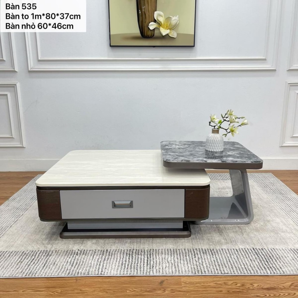 Bàn trà sofa decor, bàn trà cặp vuông nhập khẩu cao cấp, mã 535. Uy tín, chất lượng