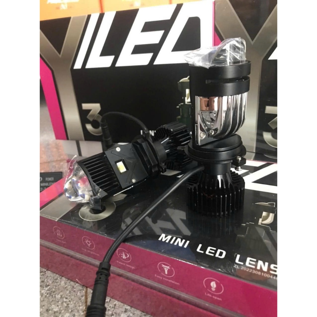Đèn Led Oto, Led Bi Cầu Mini Y3, Bi Mắt Ếch ,công suất 55W chân H4 điện 12v/24V