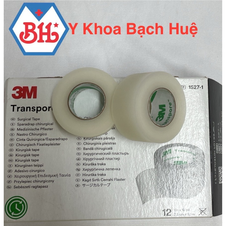 Hộp 12 cuộn Băng keo 3M Transpore 2,5cm x9,1m /1527-1
