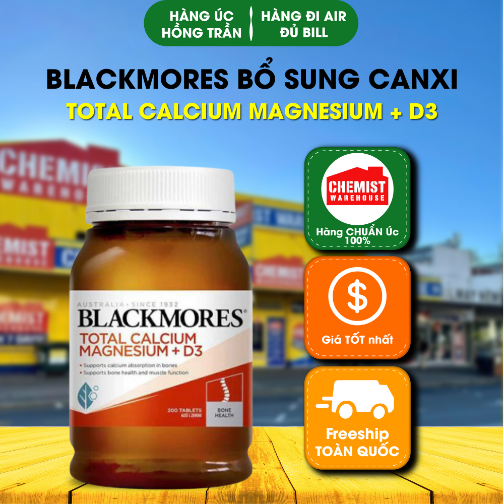 Viên Uống Chắc Khỏe Xương Blackmores Total Calcium Magnesium + D3 Bổ Sung Canxi, Magie Và D3 200v