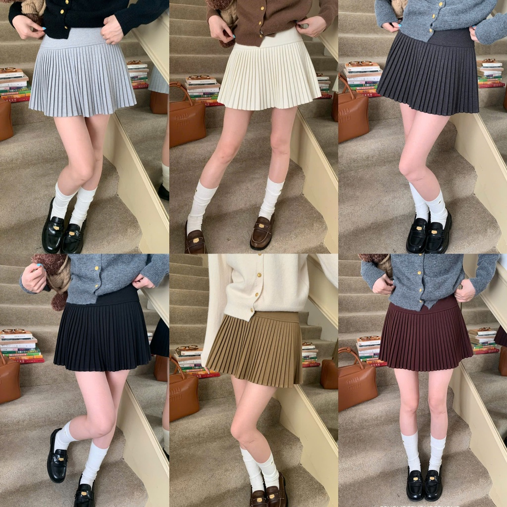 Chân váy dạ xếp ly nhỏ dáng xòe ngắn cạp cao dạ dày dặn có quần bảo hộ hàng thiết kế CV30 DELIZ