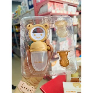 BỘ TÚI NHAI ĂN DẶM COCOBEAR CAO CẤP CÁN HÌNH GẤU, TY NHAI MÀU NÂU