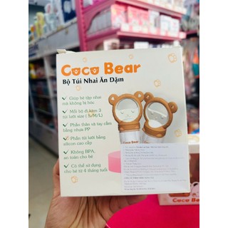 BỘ TÚI NHAI ĂN DẶM COCOBEAR CAO CẤP CÁN HÌNH GẤU, TY NHAI MÀU NÂU