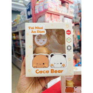 BỘ TÚI NHAI ĂN DẶM COCOBEAR CAO CẤP CÁN HÌNH GẤU, TY NHAI MÀU NÂU