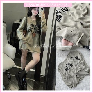  Áo len chữ Quảng Châu Cao Cấp dáng rộng thụng giấu quần siêu xinh Áo kiểu nữ thu đông rẻ đẹp trẻ trung 