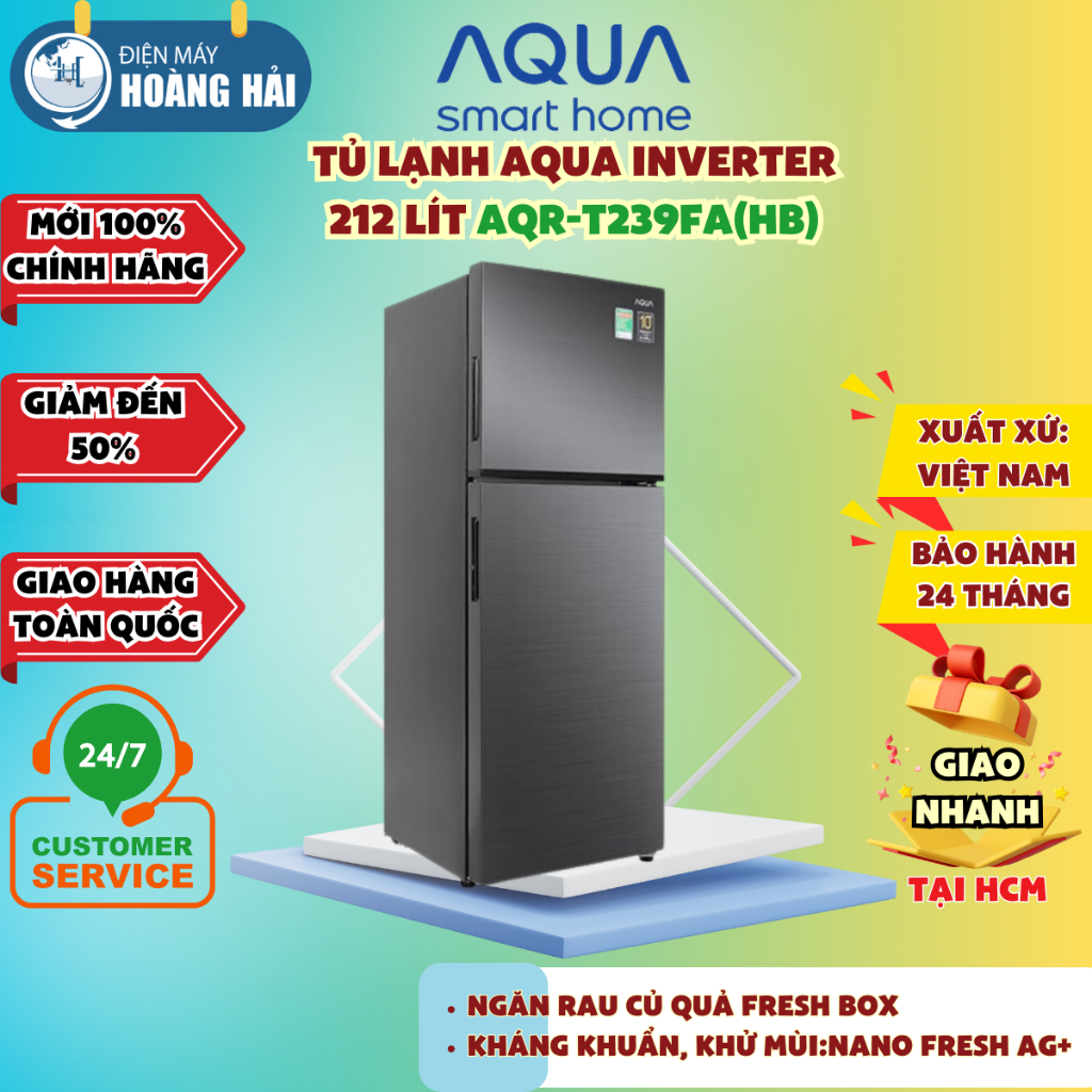 AQR-T239FA(HB) tủ lạnh Aqua 212 lít Inverter AQR-T239FA(HB)