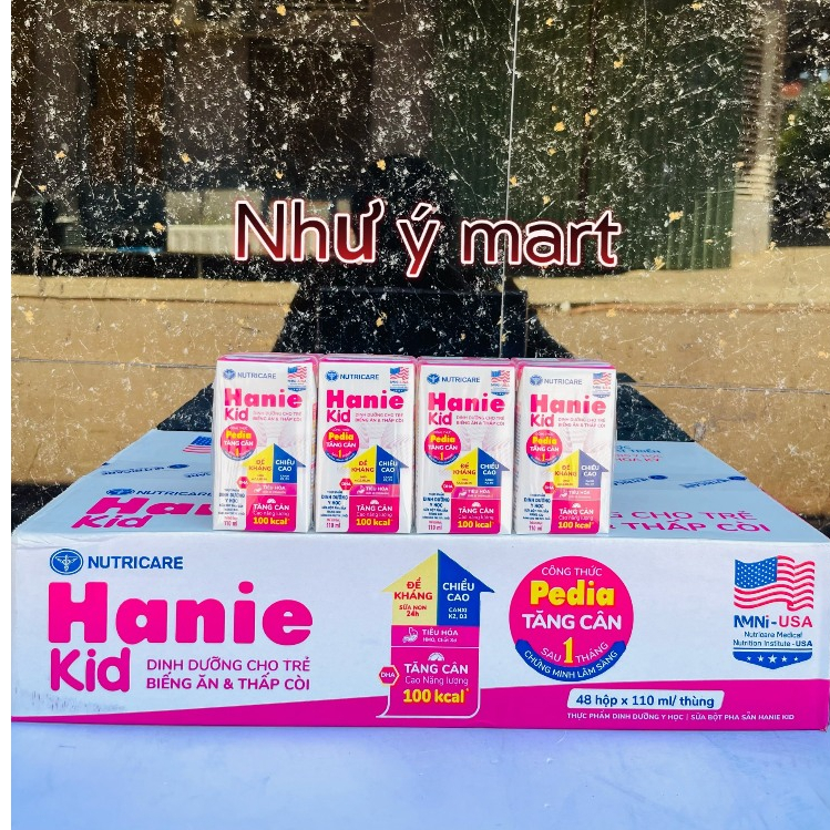 (Thùng 48 hộp 110ml) sữa pha sẵn Nutricare Hanie Kid cho trẻ biếng ăn