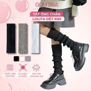 Vớ ống chân dệt kim Gom Bra phong cách y2k, tất lolita dáng thụng 3 chiều dài, chất liệu mềm mịn, ấm chân - AJ-2501-1DOI