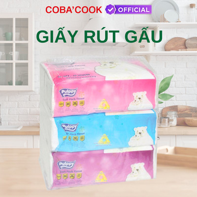 Khăn Giấy Rút Pulppy Polar Bear Bịch Khăn Giấy 180 Tờ 2 Lớp