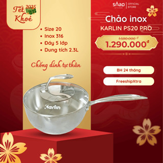 Chảo Sâu Lòng Chống Dính Tự Thân KARLIN PS20 Pro Size 20, Chất liệu Inox 316 Snapbee Snap Kitchen