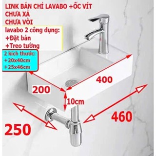 T: 20x40 Chậu rửa mặt lavabo MINI Treo Tường hoặc Đặt Bàn Đá men NANO trắng sáng chống ố