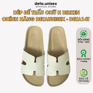 Dép đế trấu quai chữ H Birken phong cách văn phòng Detaunisex - màu trắng lót si - DETA14T