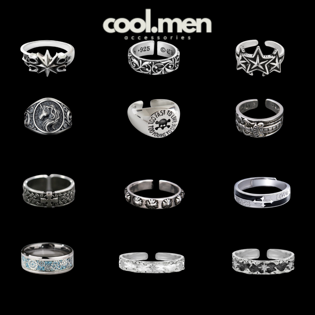 Nhẫn Nam Nữ Unisex Nhẫn Titan Thời Trang Coolmen Màu Bạc Không Gỉ Nhiều Mẫu Mã Dễ Phối Đồ - Nhẫn Tổng Hợp