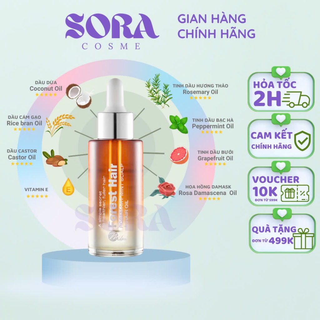 [Mẫu mới] Dầu Ủ Tóc Hương Thảo FOREST HAIR ROSEMARY MINT HAIR OIL Giảm Rụng Kích Mọc Tóc