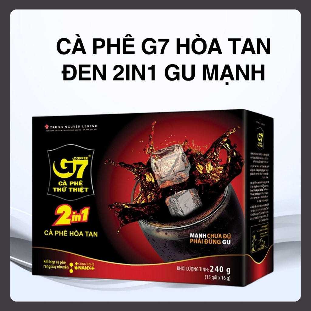 Cà Phê Hòa Tan Đen G7 2in1 Gu Mạnh - Hộp 15 gói 16gr