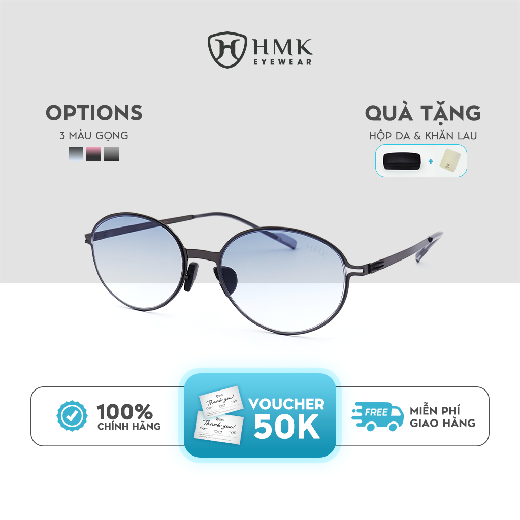 Kính Mát HMK Eyewear Dáng Oval Kim Loại Chống Tia UV Thời Trang - M6230
