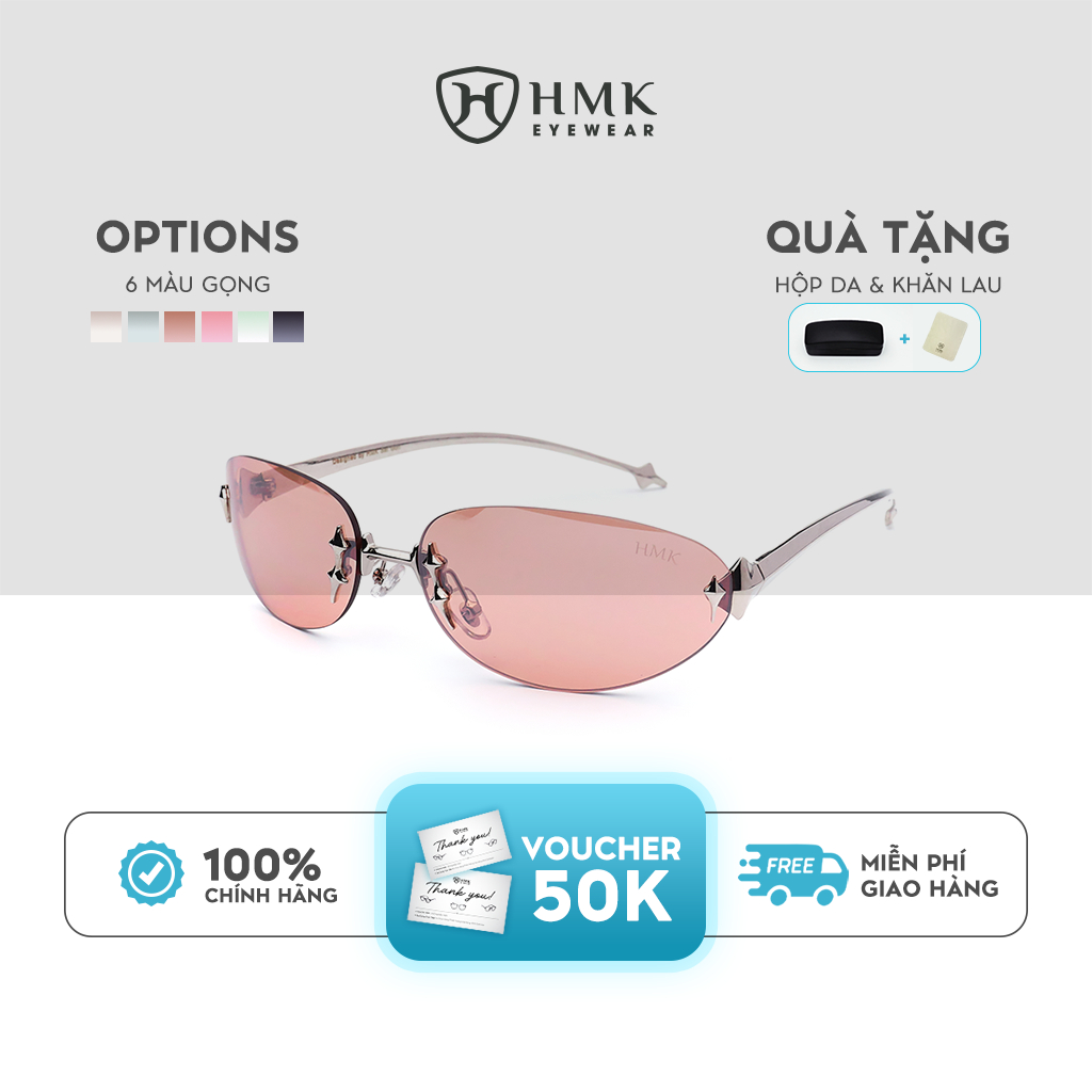 Kính Mát HMK Eyewear Chất Liệu Kim Loại Bảo Vệ Mắt Dáng Bầu Dục Thời Trang - M7586