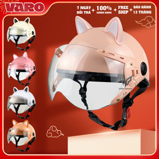 [Tặng Tai Mèo]Mũ Bảo Hiểm 1/2 Đầu Kính Càng VARO A33K - Mũ Bảo Hiểm Nửa Đầu Có Kính Cao Cấp Đã Xử Lý