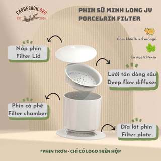 Hộp Quà Tặng Phin Sứ Minh Long và Cà Phê - Robusta Rang Mộc, Rang Đậm, Hương Chocolate - Sang Trọng