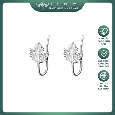 Khuyên tai bạc nữ TLEE lá phong thân uốn cong xinh xắn TLEE JEWELRY B0459
