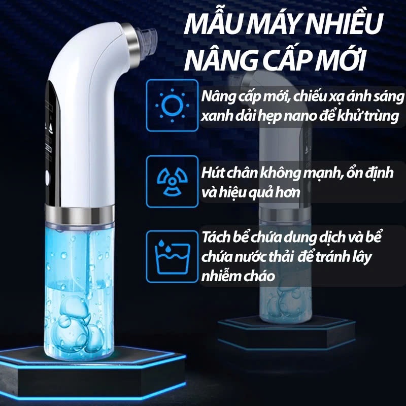 Máy hút mụn cao cấp kèm 6 đầu hút, máy hút mụn cầm tay hút sạch mụn đầu đen, mụn cám, bã nhờn sử dụng pin sạc tiện lợi | BigBuy360 - bigbuy360.vn