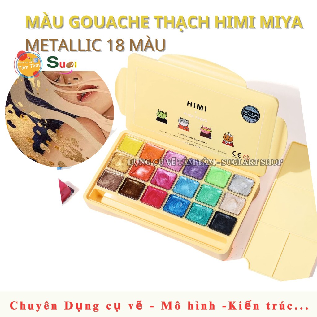 Màu Gouache Thạch Himi Miya Metallic 18 Màu