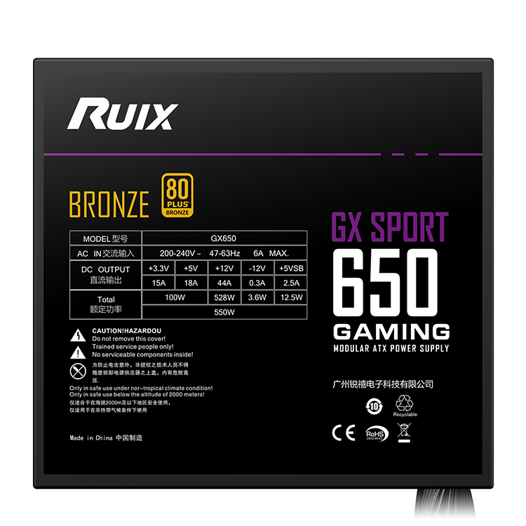 Nguồn CST RUIX GX650 650W 80 Plus Bronze