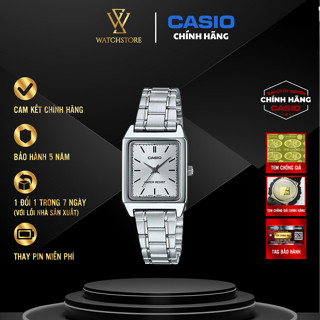 Đồng Hồ Nữ Casio Vintage LTP-V007D-7EUDF Màu Bạc Mặt Kính Khoáng Chữ Nhật 22mm Chống Nước Dây Kim Loại Chính Hãng