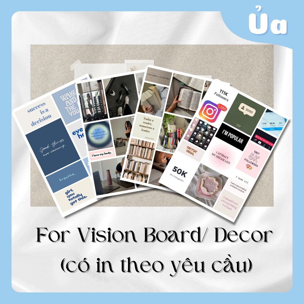 Set ảnh Vision Board có sẵn hoặc in theo yêu cầu dùng làm Vision board Manifest trang trí tường bảng