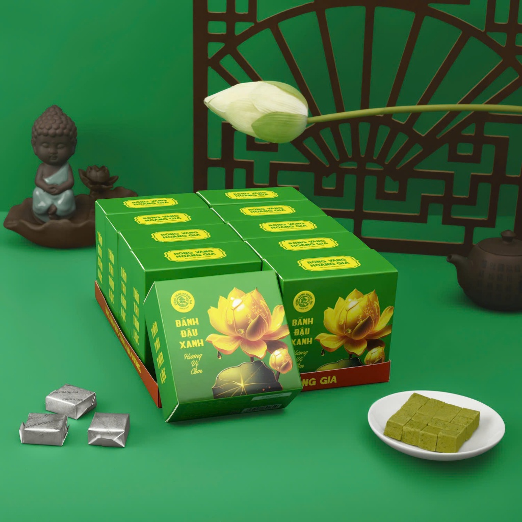 [HƯƠNG VỊ CỐM] COMBO 10 HỘP LỄ BÁNH ĐẬU XANH HƯƠNG VỊ CỐM RỒNG VÀNG HOÀNG GIA