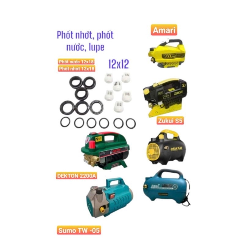 combo phốt nước, phốt nhớt , lupe máy rửa xe có chỉnh áp ( dekton 2150w, 2200a, 2350w).