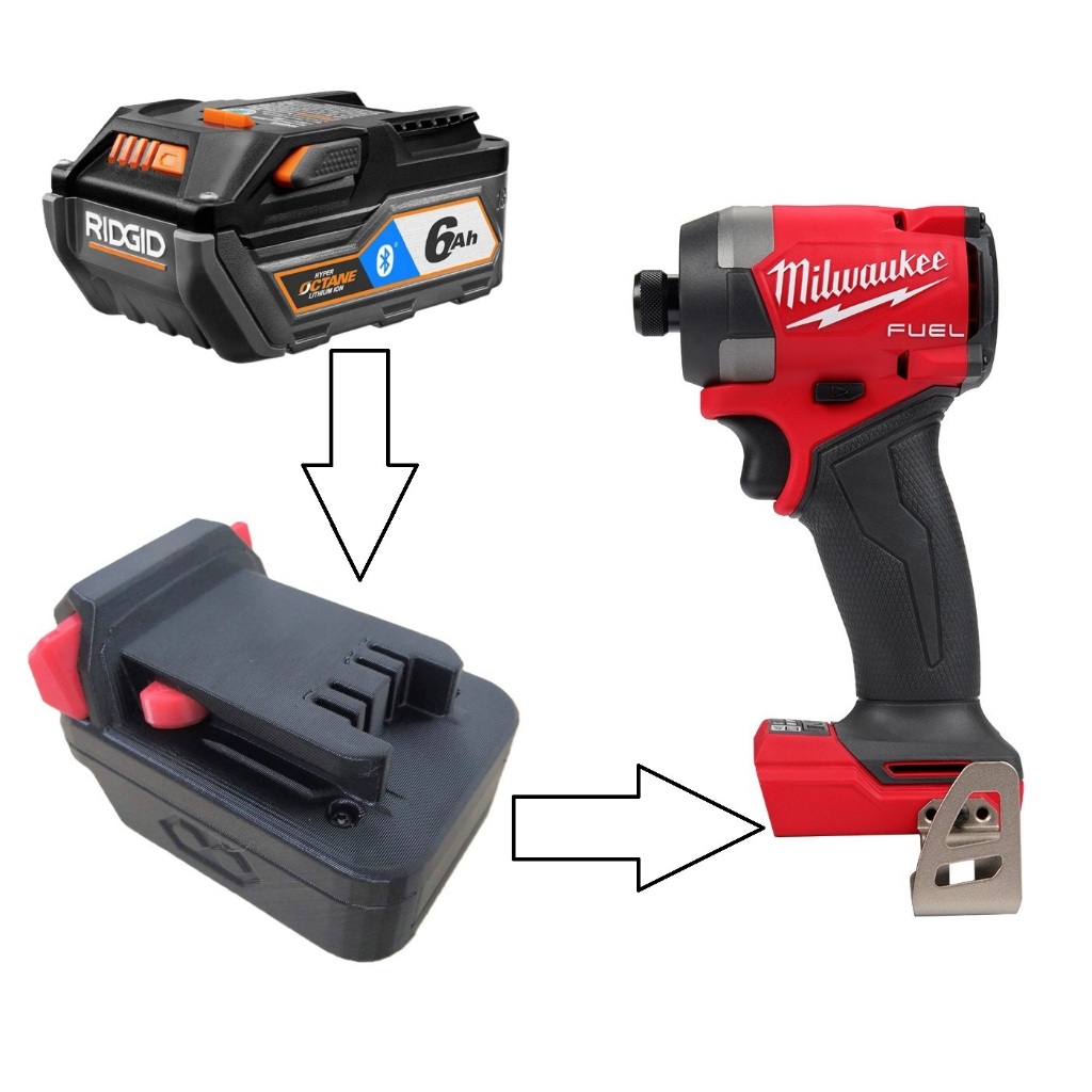 Đế chuyển pin AEG RIDGID 18v cho máy MILWAUKEE 18v (không bao gồm máy và pin)