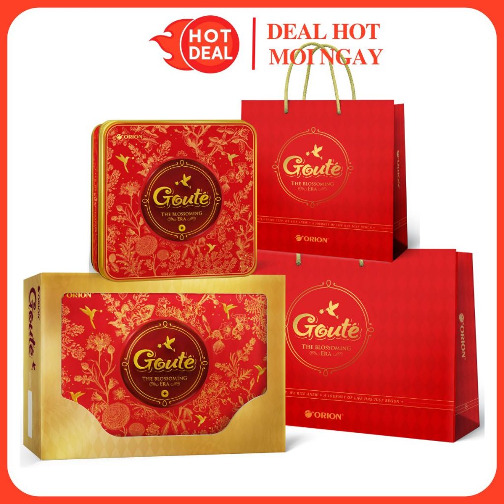 [BÁNH KẸO TÉT] Bánh Tết Goute Orion Hộp Thiếc The Blossoming Era Giòn Tan Hộp Thiếc Sang Trọng 475,2