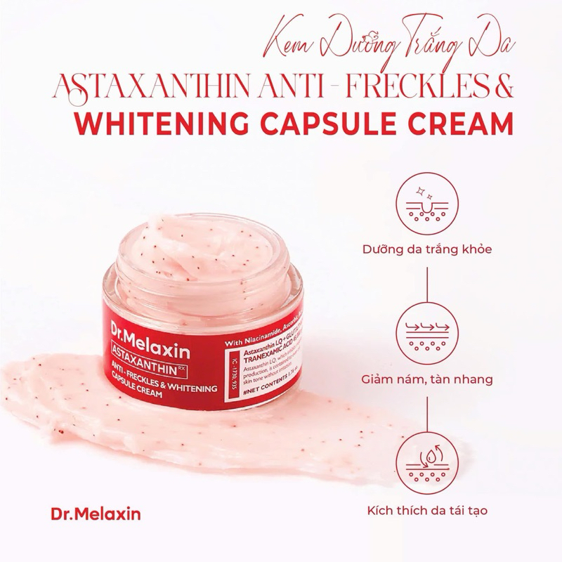 Kem dưỡng trắng da Dr Melaxin , Kem Astaxanthin whitening Cream 50g trắng da, chống lão hóa.