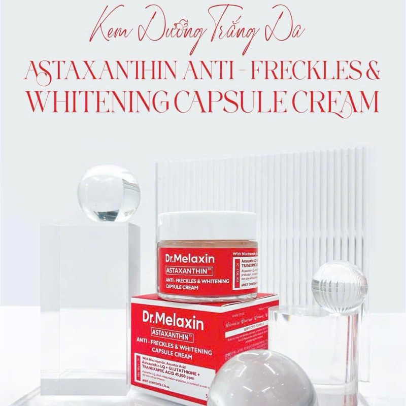 Kem dưỡng trắng da Dr Melaxin , Kem Astaxanthin whitening Cream 50g trắng da, chống lão hóa.